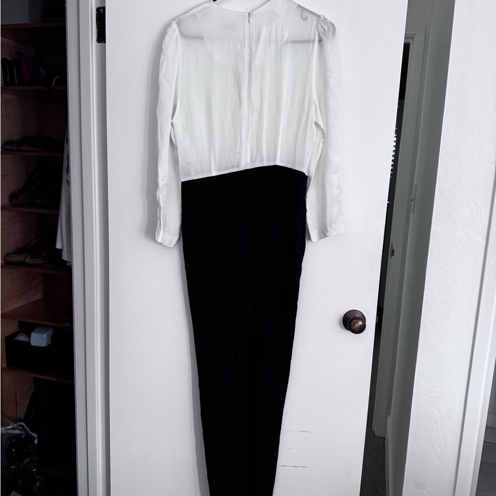 Sandro Elegant Black and White Long Sleeve Dress